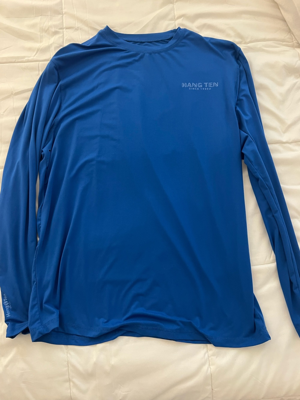 Hang Ten Blue Performance Tee with White Logo